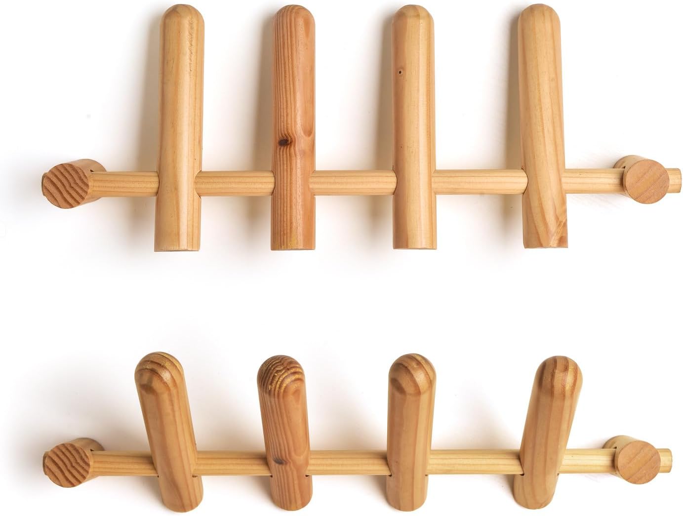 Wooden Wall Mounted Coat Rack with 4 Pegs for Entryway, Bedroom, Bathroom C98192