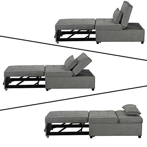 Faux Leather Convertible Sofa Bed with Pillow O26301