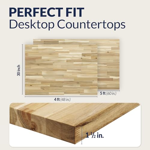 Acacia Butcher Block Table Top 4ft L x 30in, Unfinished Solid Wood R92287