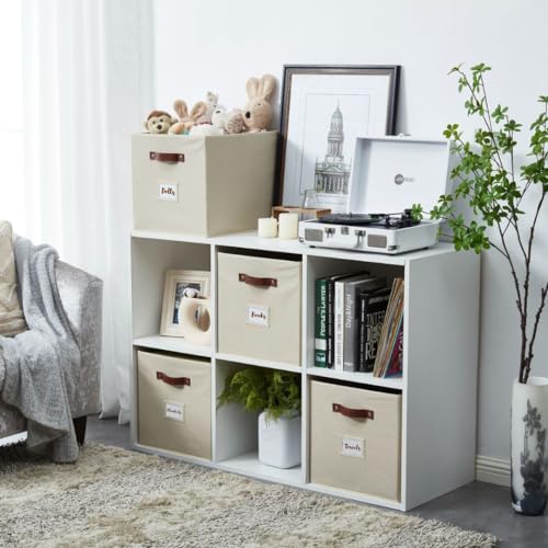 DECOMOMO Fabric Storage Cubes with Label Holders, 6 Pack, Grey W292208