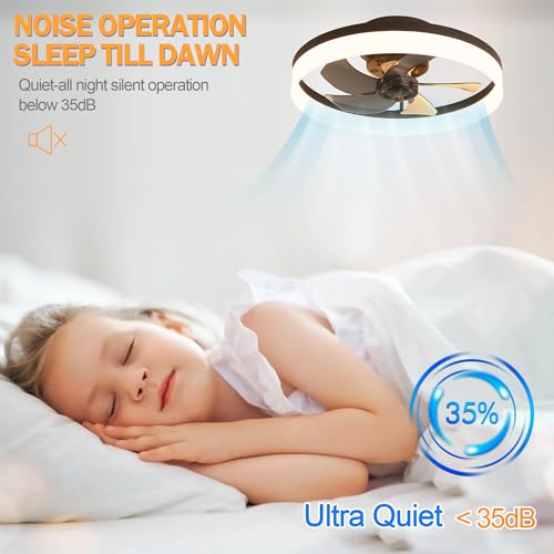 15.7" Ceiling Fan with Lights and Remote, Flush Mount for Bedroom Z9624