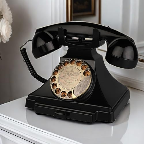 Retro Landline Telephone, Corded Antique Rotary Dial Phone for Home D804