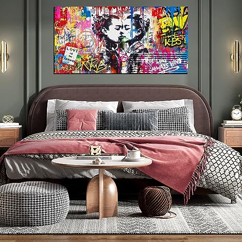 SIXTTART Banksy Canvas Wall-Art 14"x14" Stretched Framed Ready to Hang U507