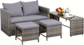 Vongrasig 4 Piece Patio Furniture Set Outdoor Wicker Conversation Set Rattan Sectional Sofa with Cushions