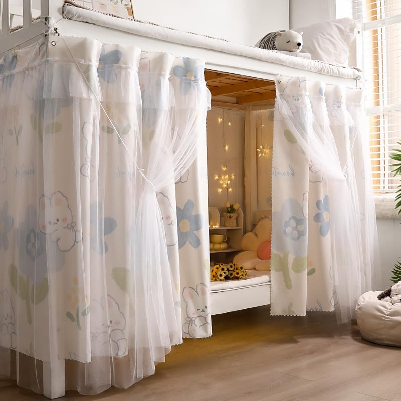 Bottom Bunk Bed Curtains Breathable Canopy for Single Bed N388437