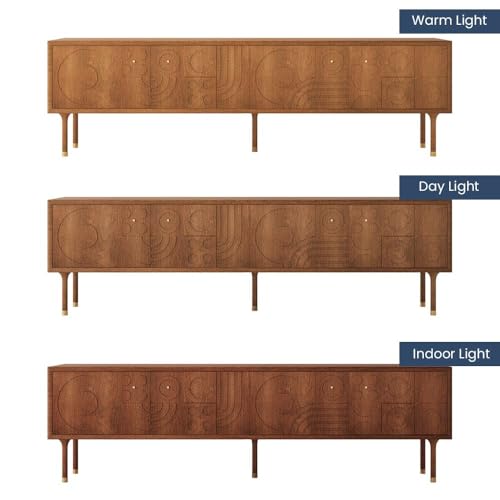 POVISON Mid-Century Modern TV Stand with Storage, Walnut, 70.87" Y977333
