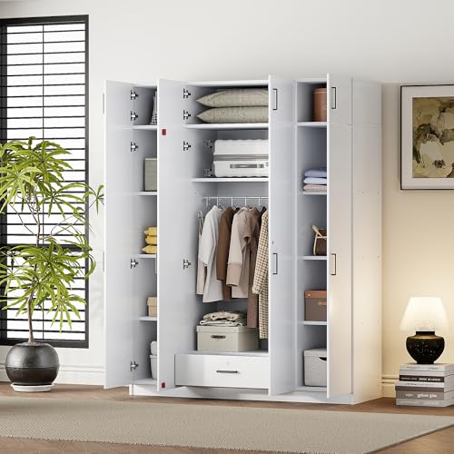 Modern Storage Wardrobe with Hanging Rods and 2 Drawers K97357