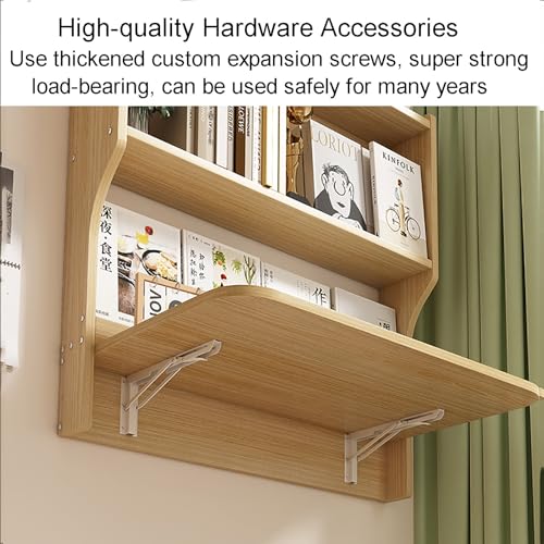 Wall Mounted Drop-Leaf Table with Storage Shelves, Brown F88595