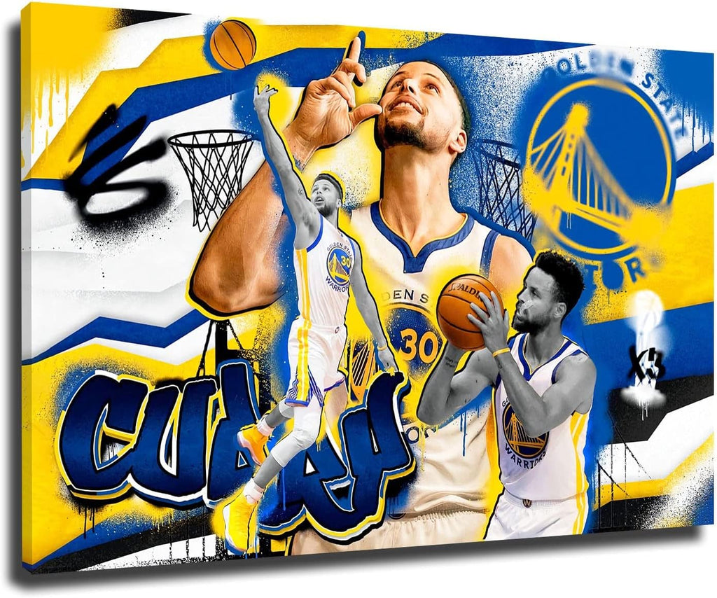 Stephen Curry Poster Basketball Posters 2022 Super Star Poster Canvas Wall Art Decoration for Living Room NOUCAN (16x24" Framed,A)