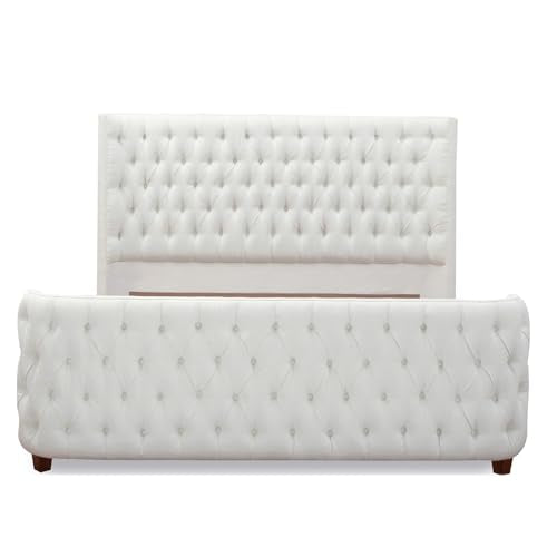 Jennifer Taylor Home Brooklyn King Tufted Panel Bed Headboard and Footboard Set, Opal Grey Velvet Q335