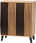 Baxton Studio Bergen Two-Tone Espresso and Brown Wood 2-Door Storage Cabinet