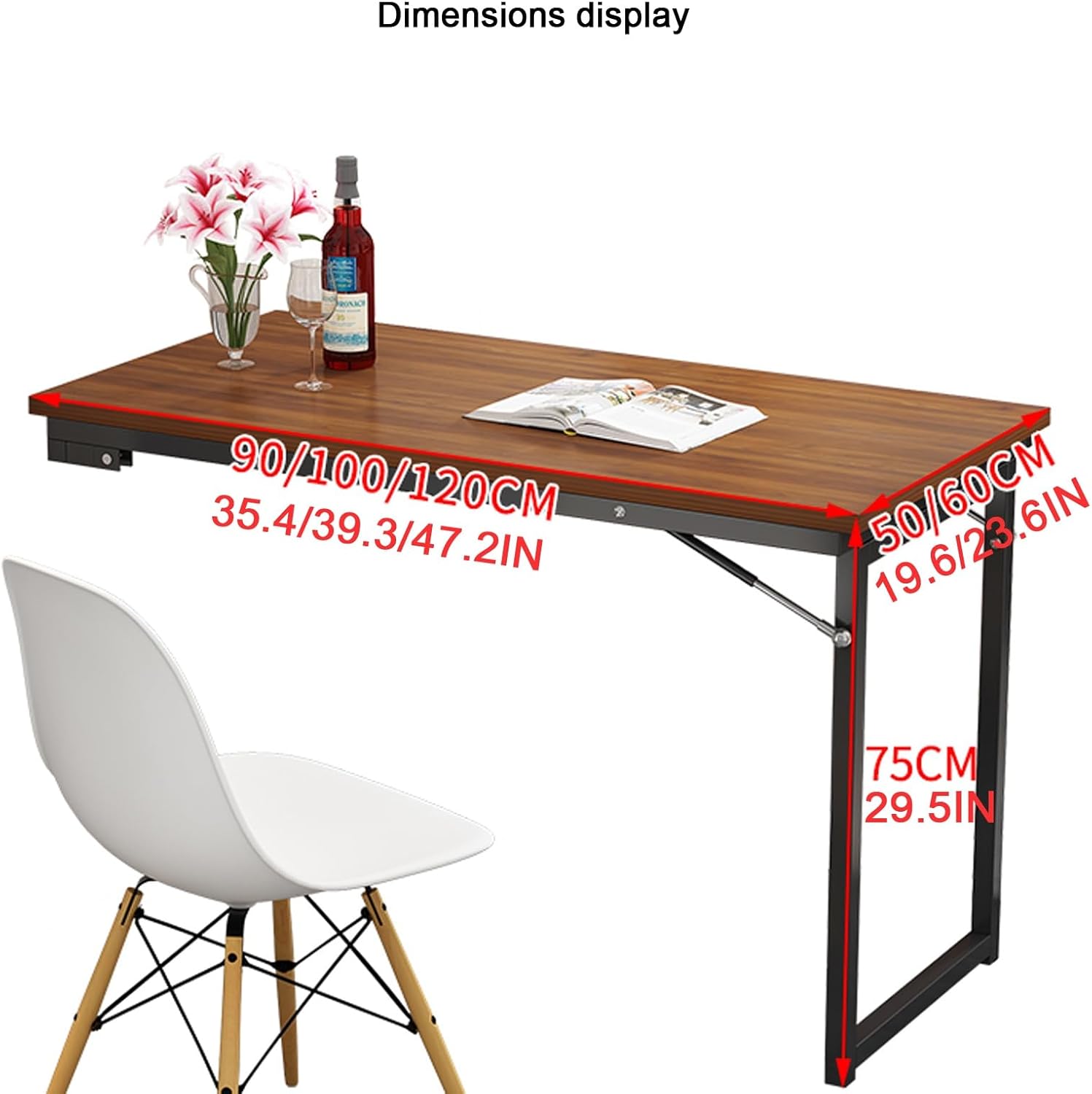 Wall Mounted Folding Desk with Adjustable Steel Bracket, 47.2" x 20" S135