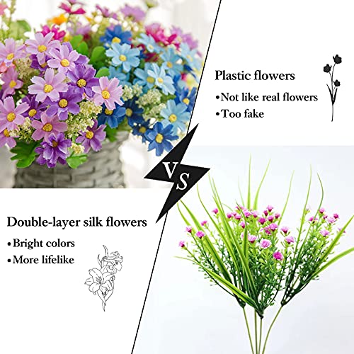 Purple Daisy Artificial Flowers for Outdoors UV Resistant R3711