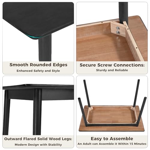 DELAVIN 29.5" Solid Wood Dining Table, Walnut E3837
