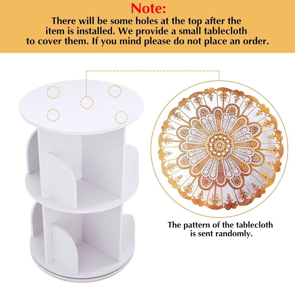 Rotating Bookshelf 2 Tiers Freestanding Storage Shelf, White A892