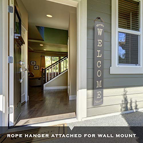 Tall Outdoor Welcome Sign for Porch, Modern Farmhouse Wooden Decor (Brown) B399