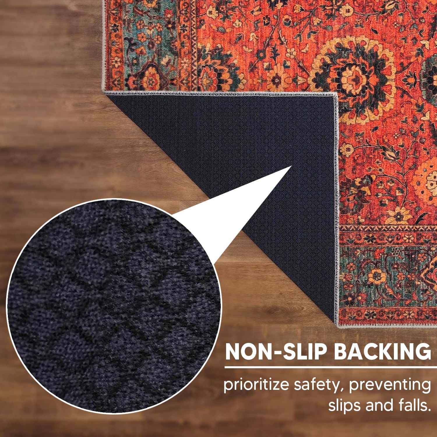 Keen Home Design Machine Washable Area Rug with Non-slip Backing, Vintage Moroccan, 5' x 7' M36954
