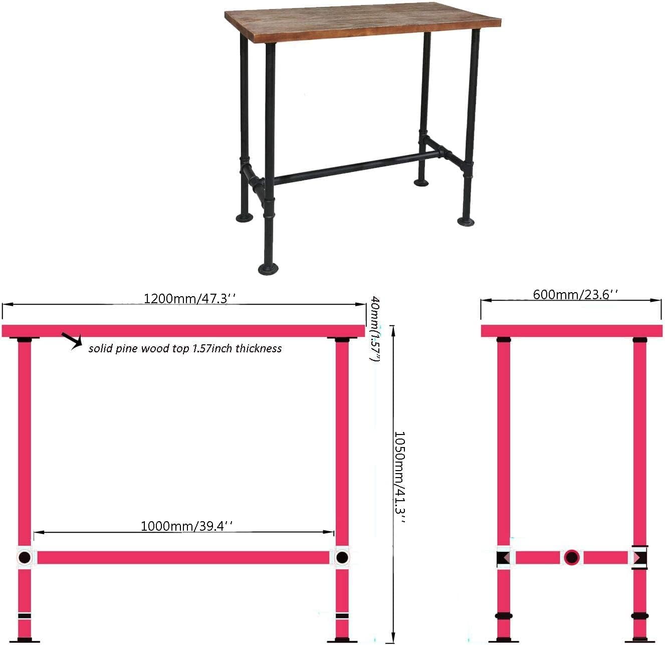 Industrial Pipe Bar Table with 4 Adjustable Vintage Bar Stools S408