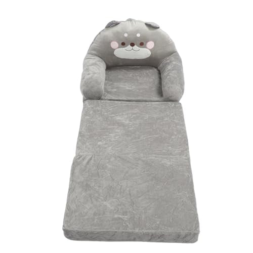 Generic Kids Fold Out Couch Soft Folding Sofa Grey N3836