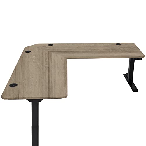 Electric Sit to Stand L-Shape 3-Leg Corner Desk - American Oak Y557