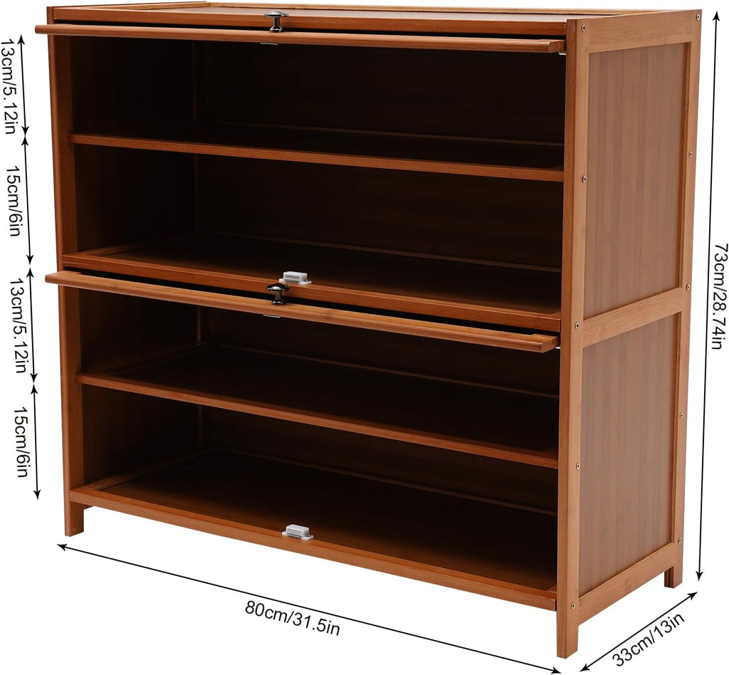 Bamboo 4-Tier Shoe Rack Brown Retro Storage Cabinet C36385
