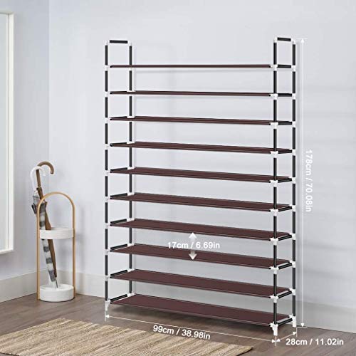 Awenia Shoe Rack 6 Tier Metal Shoe Organizer, Brown G3998