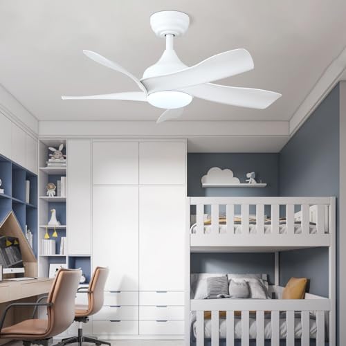 36 Inch Ceiling Fan with Lights Remote Control, Flush Mount, White P204