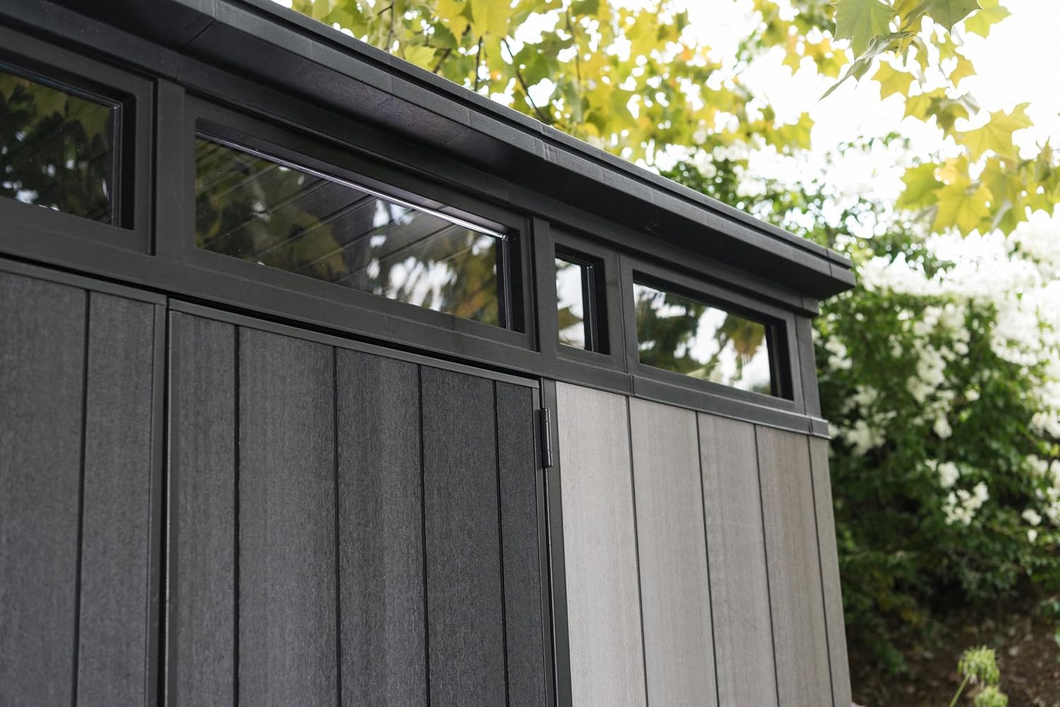 Keter Artisan 11x7 Resin Outdoor Storage Shed, Grey & Black A705