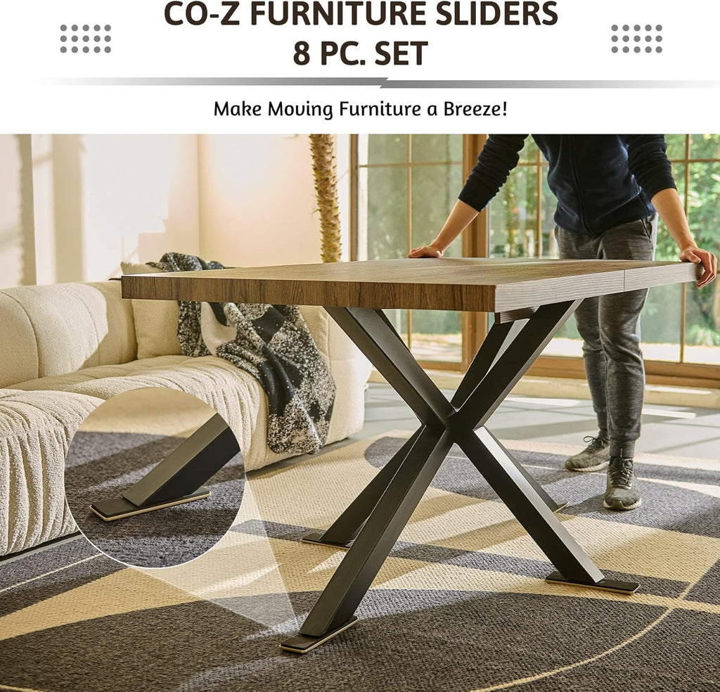 CO-Z Large Furniture Sliders Rectangle Reusable for Carpet, 8 Pack R25912