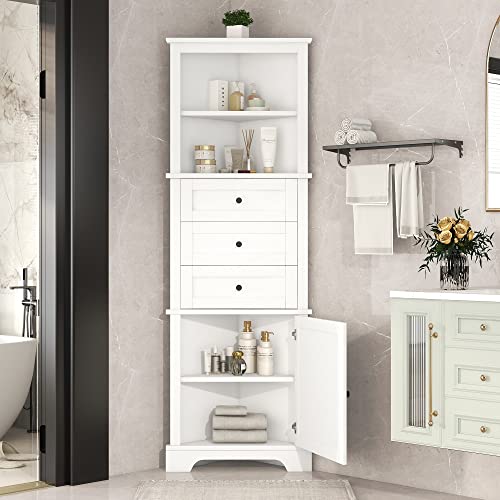 Anwick Tall Corner Cabinet with Doors and Adjustable Shelves, Green Z752