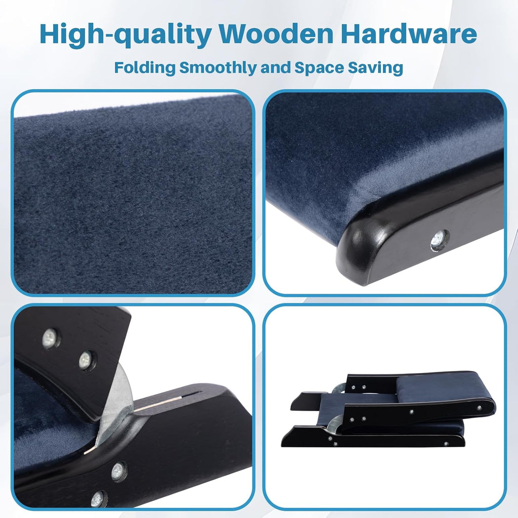 HollyHOME Foldable Tatami Chair, Japanese Style Floor Chair with Cushion, Dark Blue I895