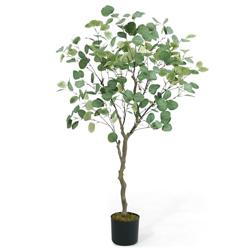 Fencer Wire Artificial Olive Tree Fake Potted Topiary Tree, Faux Olive Branch and Fruit, Modern Decoration Faux Plant in Pot for Indoor Home Office Housewarming Gift, 5/6 / 7 Feet with Dried Moss