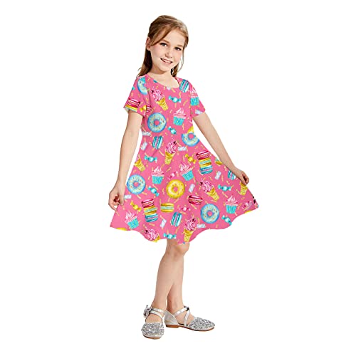 RAISEVERN Little Girls Short Sleeve Summer Sundress X74223