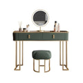 Dressing Table Dresser Storage Cabinet Bedside Table Bedroom Modern Minimalist Wood Makeup Table LED Mirror Green Luxury Makeup Table Penteadeira(with Cabinet,80cm)