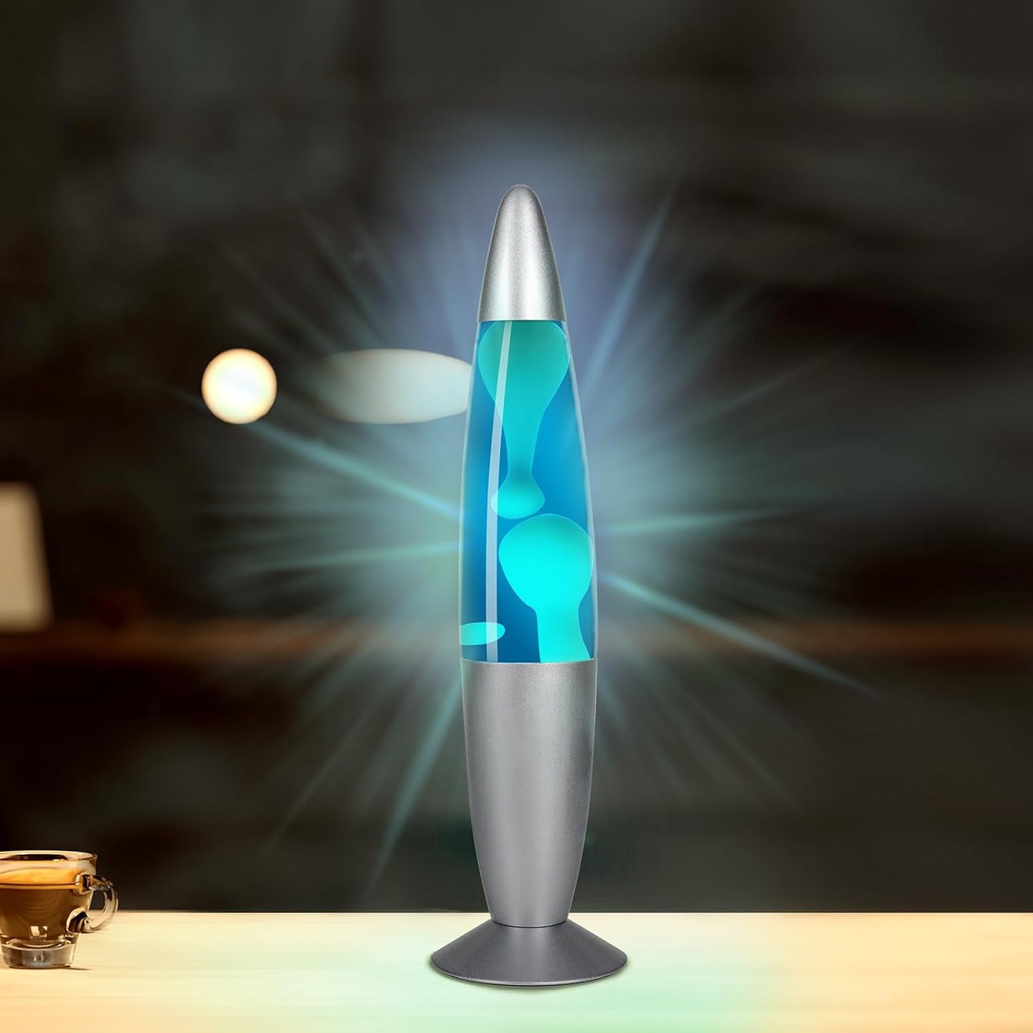 16-Inch Blue Lava Lamp with Yellow Wax for Home Decor H519374