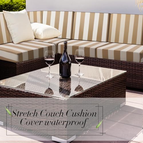 Outdoor Stretch Cushion Covers Patio Sofa Slipcover Replacement Gray C6922
