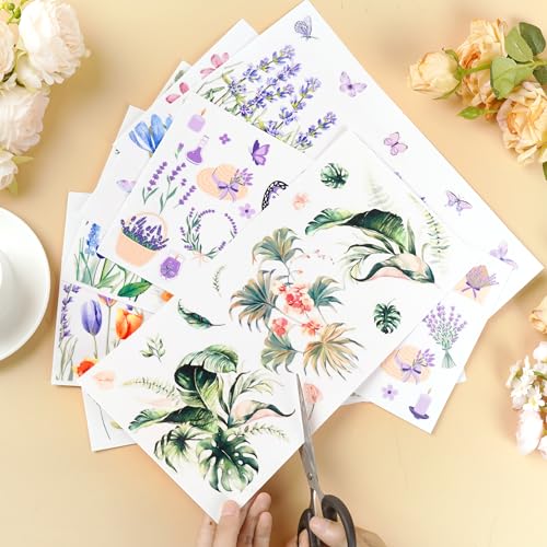 Botanical Flower Rub on Transfers for Furniture Crafts Decor, 10 Pcs T746231