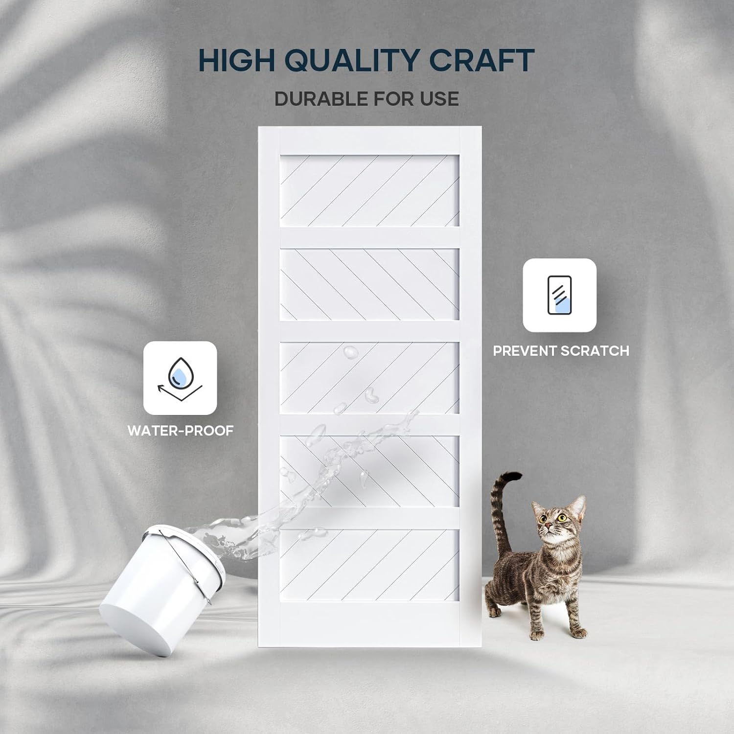 EaseLife 36in x 84in White Barn Door with Sliding Hardware Kit, MDF, 5-Panel E2923