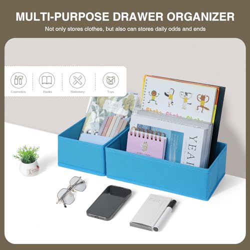DIMJ Drawer Organizer Clothes, Set of 4 Foldable Fabric Dividers, Light Grey L613