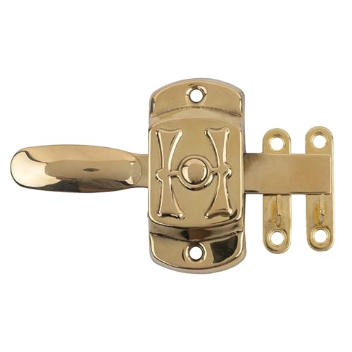 Hoosier "H" Motif Nickel Cabinet Door Latch with Offset and Flush Catches | Left Hand or Right Hand Doors Mounting | Antique Cabinet, Vintage Cupboard Reproduction Hardware | UA-112-HLPN