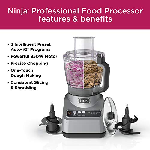 Ninja Professional Plus Food Processor 850W with Auto-iQ, 9-Cup, Silver Stainless (Renewed) O565130