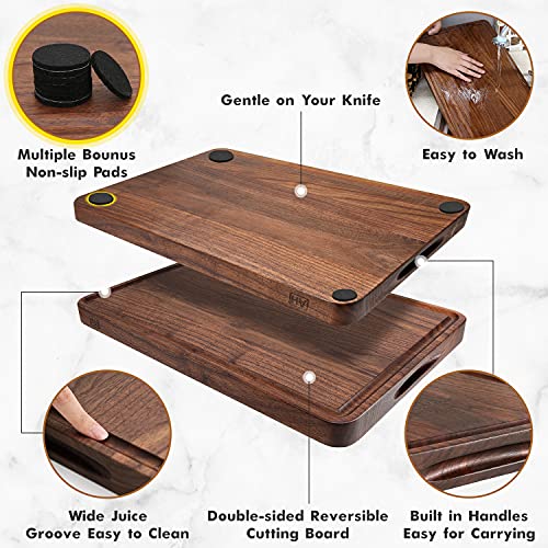 AZRHOM Extra Large Walnut Wood End Grain Cutting Board with Juice Groove G469201