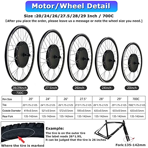 Electric Bicycle Conversion Kit 48V 350W Rear Hub Motor with LCD Display A137