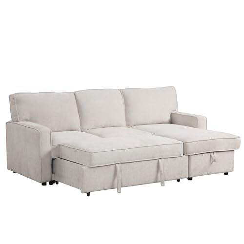 Pull Out Sofa Bed with Storage, USB Port and Cup Holders, Gray X704