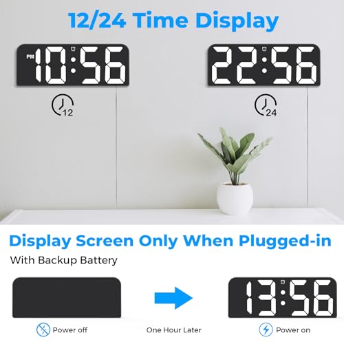 SZELAM Digital Wall Clock 9.6" LED Alarm Clock with Remote Control, Red P288621
