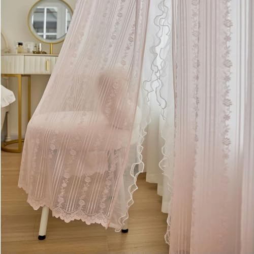 Sheer Pink Ruffle Curtains for Girls Bedroom G616706