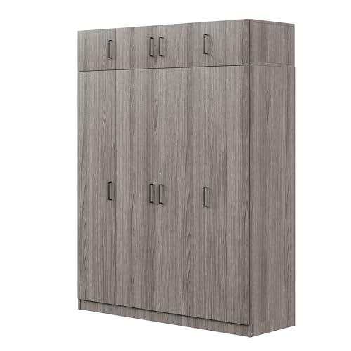 Modern 3-Door Wardrobe with Mirror and Drawers, White F320