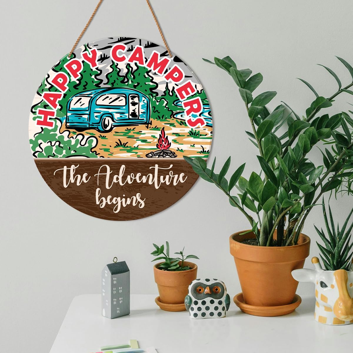 Happy Camper The Adventure Begins Camping Wall Decor Sign S7134