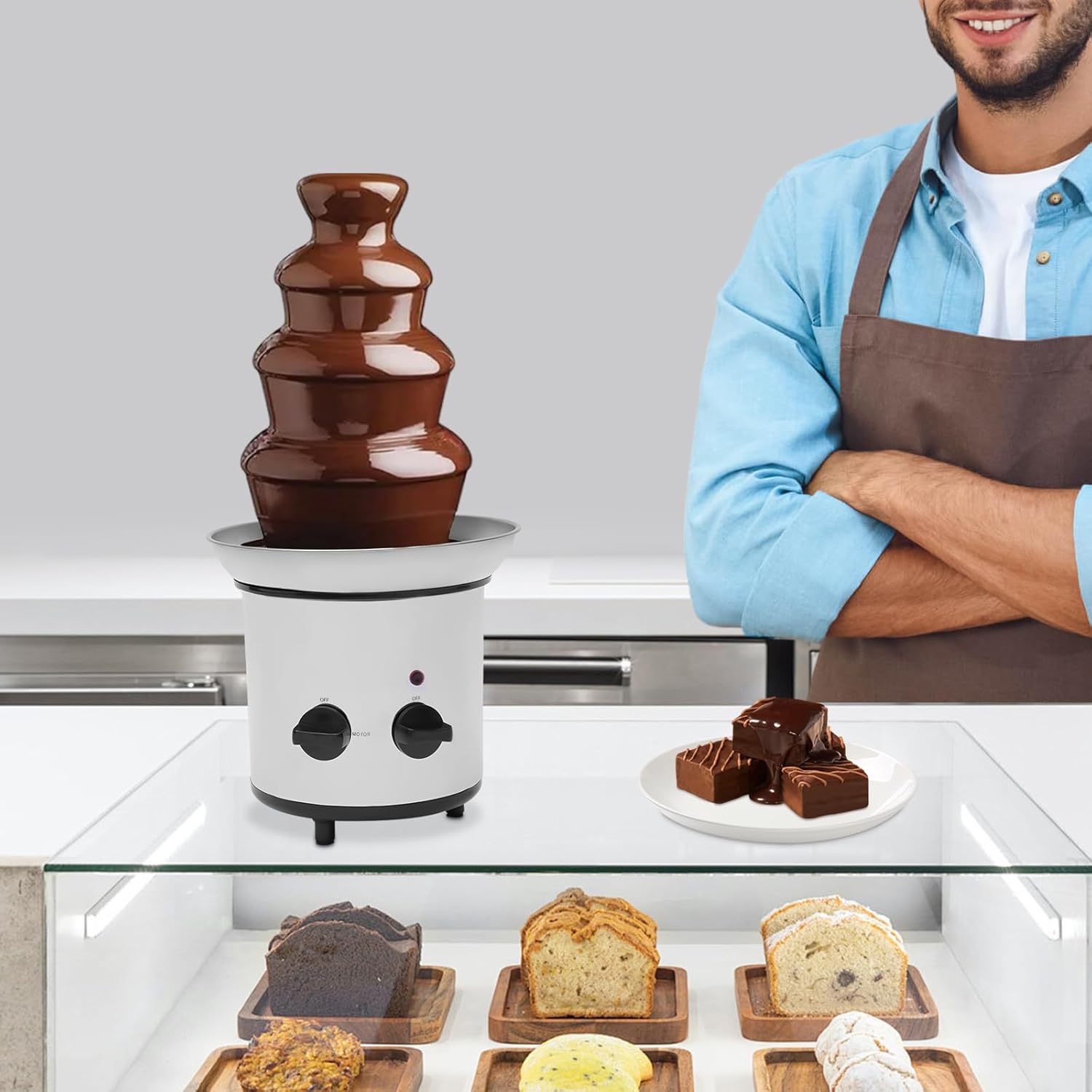 4-Tier Chocolate Fountain Machine Stainless Steel Fondue for Parties 110V S136