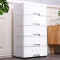 Plastic Cabinet 5 Drawers Storage Dresser, Plastic Drawers Dresser, Small Closet Drawers Organizer Unit, Vertical Clothes Storage Cabinet for Bedroom Hallway Entryway (Blue)